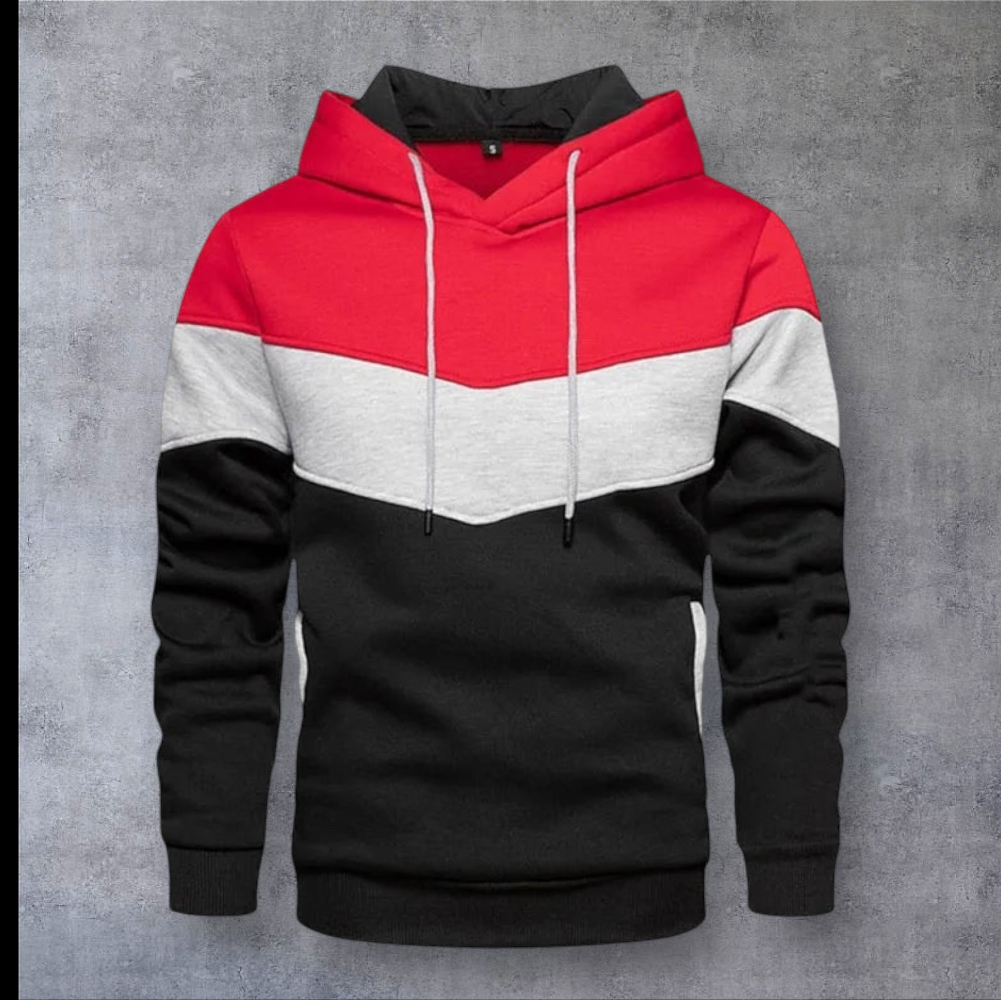 HoodLuxe™ Patchwork Fleece Hoodie – Men’s Thermal Streetwear for Autumn/Winter