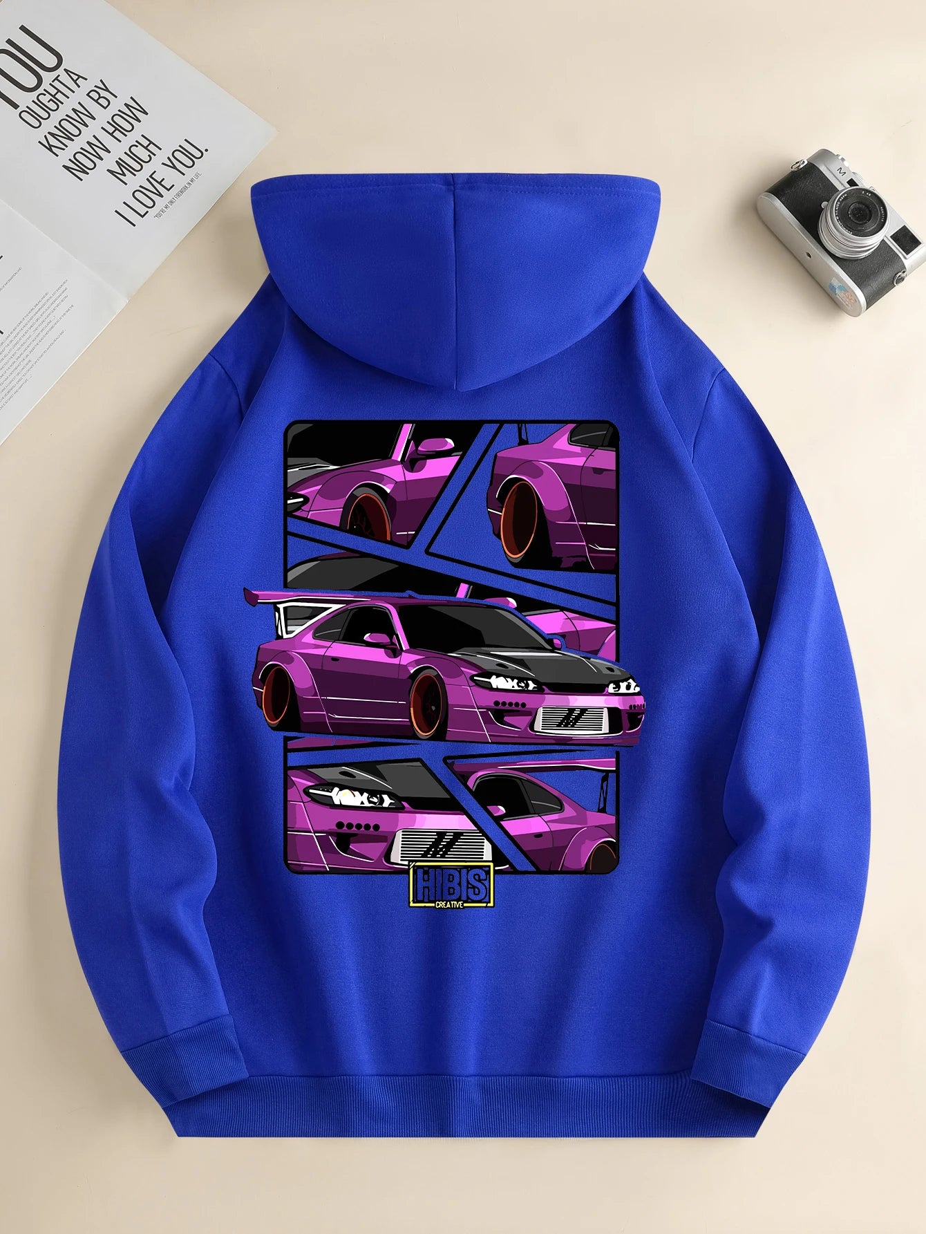 HoodLuxe™ Urban Drive Hoodie – Men's Car Print Streetwear