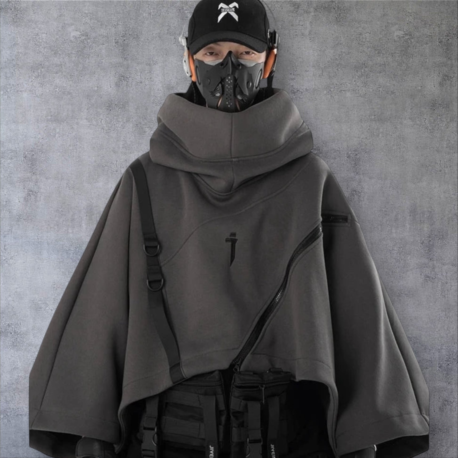 Hoodluxe™ Men's Irregular Functional Zipper Cape Hoodie