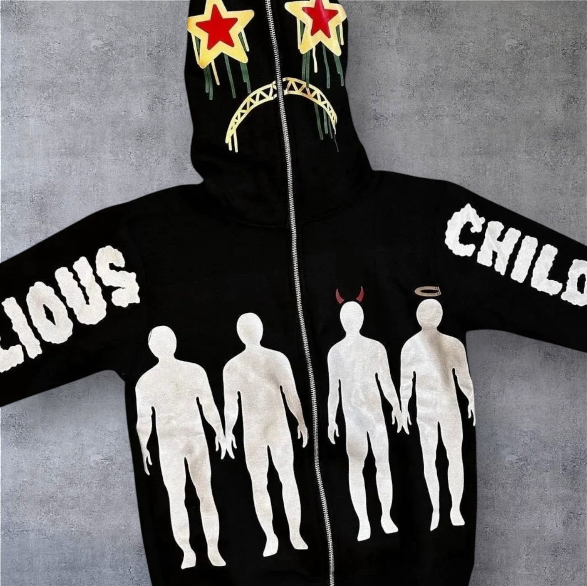 HoodLuxe™ Y2K Zip-Up Hoodie – Retro Harajuku Streetwear Vibe