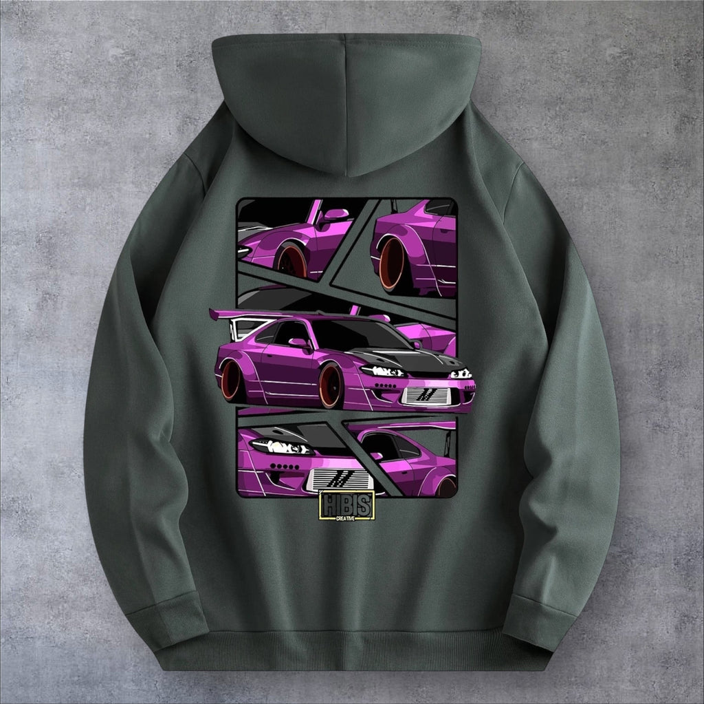 HoodLuxe™ Urban Drive Hoodie – Men's Car Print Streetwear