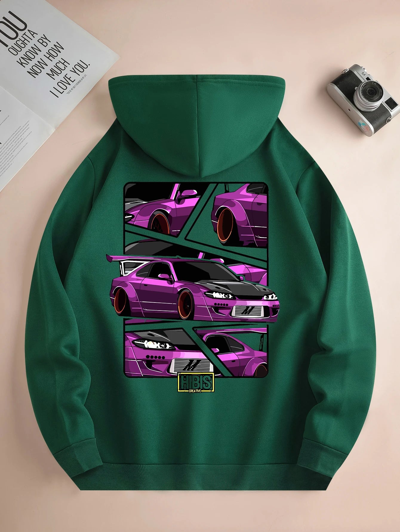 HoodLuxe™ Urban Drive Hoodie – Men's Car Print Streetwear
