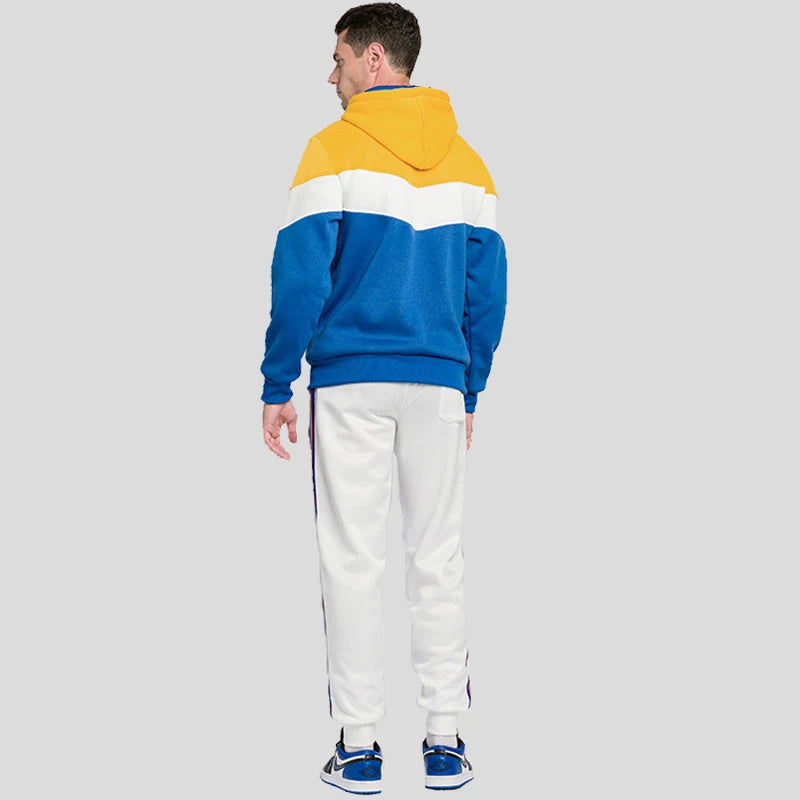 HoodLuxe™ Patchwork Fleece Hoodie – Men’s Thermal Streetwear for Autumn/Winter