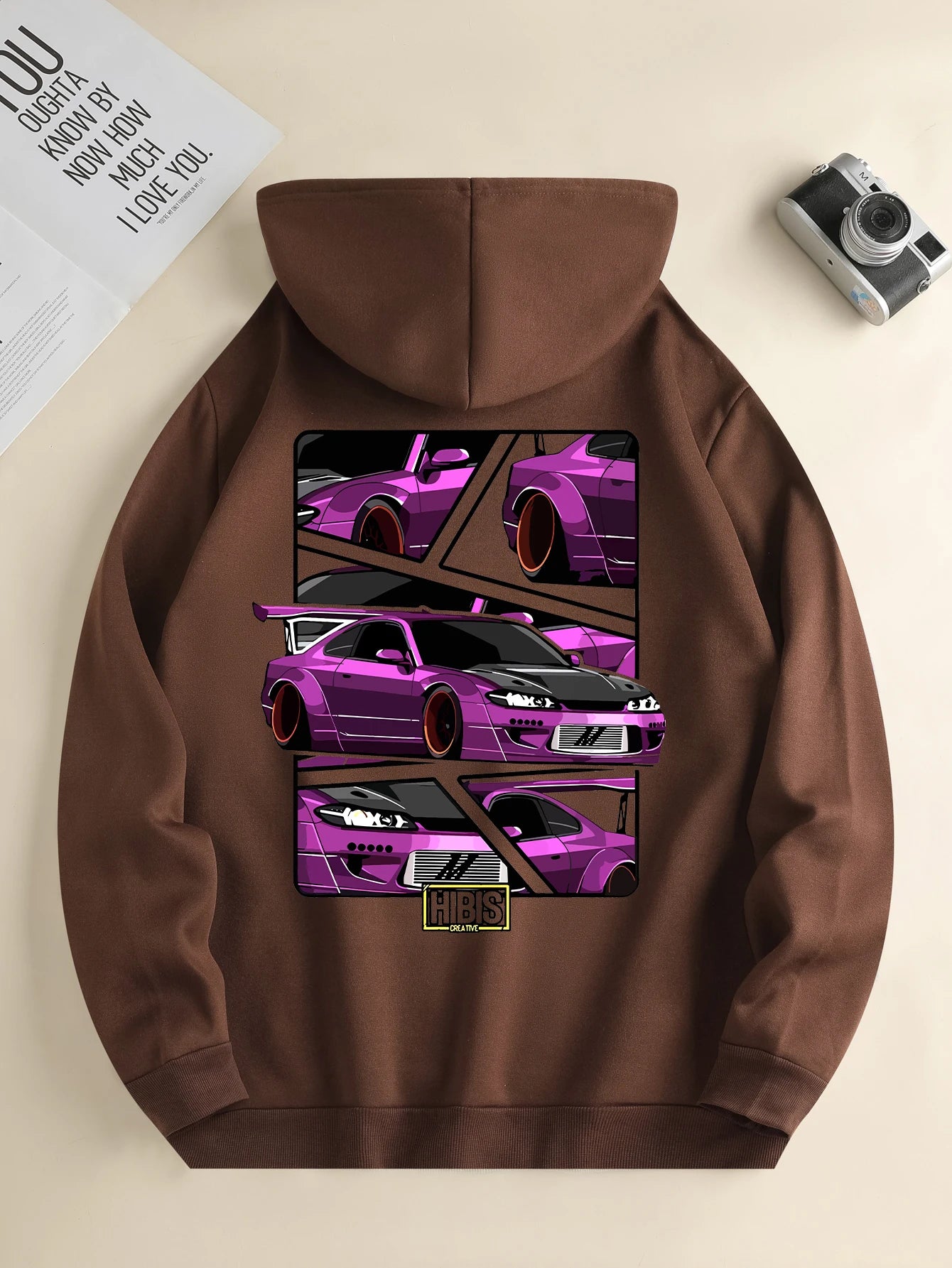 HoodLuxe™ Urban Drive Hoodie – Men's Car Print Streetwear