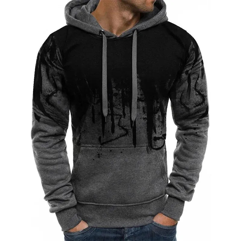 HoodLuxe™ Gradient Print Pullover Hoodie – Stylish & Sporty Streetwear for Men