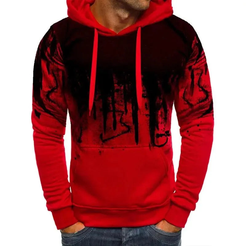 HoodLuxe™ Gradient Print Pullover Hoodie – Stylish & Sporty Streetwear for Men