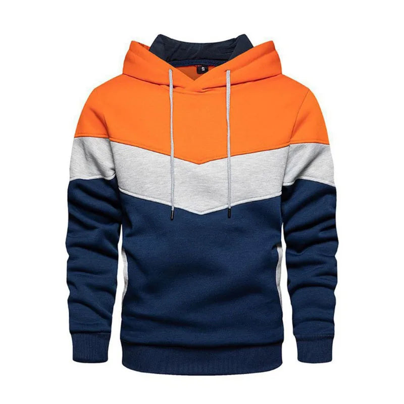 HoodLuxe™ Patchwork Fleece Hoodie – Men’s Thermal Streetwear for Autumn/Winter