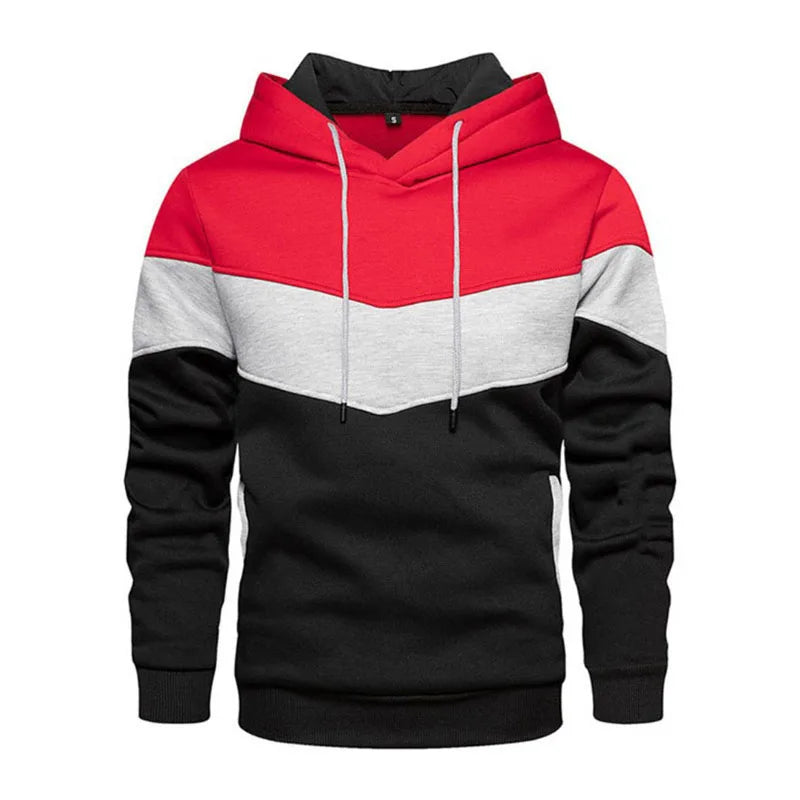 HoodLuxe™ Patchwork Fleece Hoodie – Men’s Thermal Streetwear for Autumn/Winter