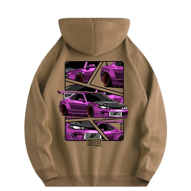 HoodLuxe™ Urban Drive Hoodie – Men's Car Print Streetwear