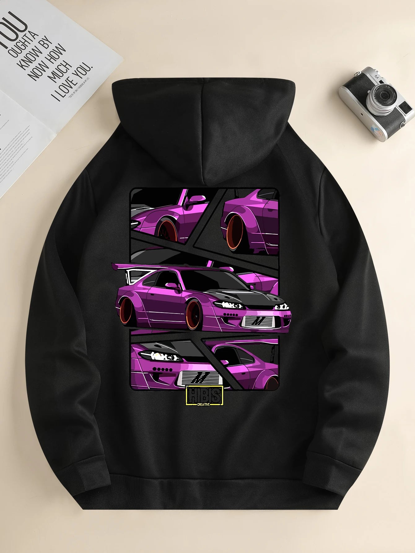 HoodLuxe™ Urban Drive Hoodie – Men's Car Print Streetwear
