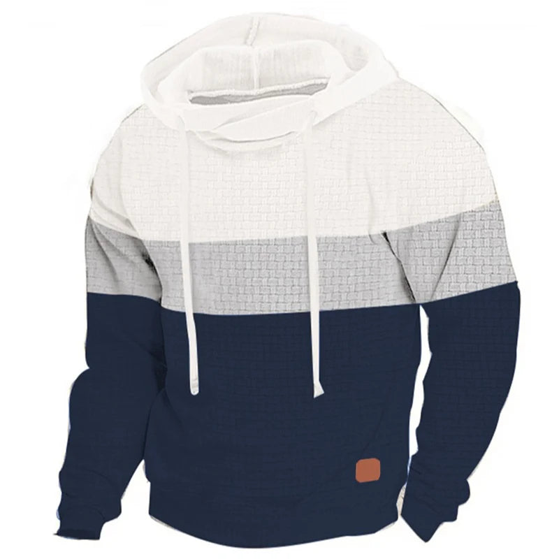 HoodLuxe™ Patchwork Fleece Hoodie – Men’s Thermal Streetwear for Autumn/Winter