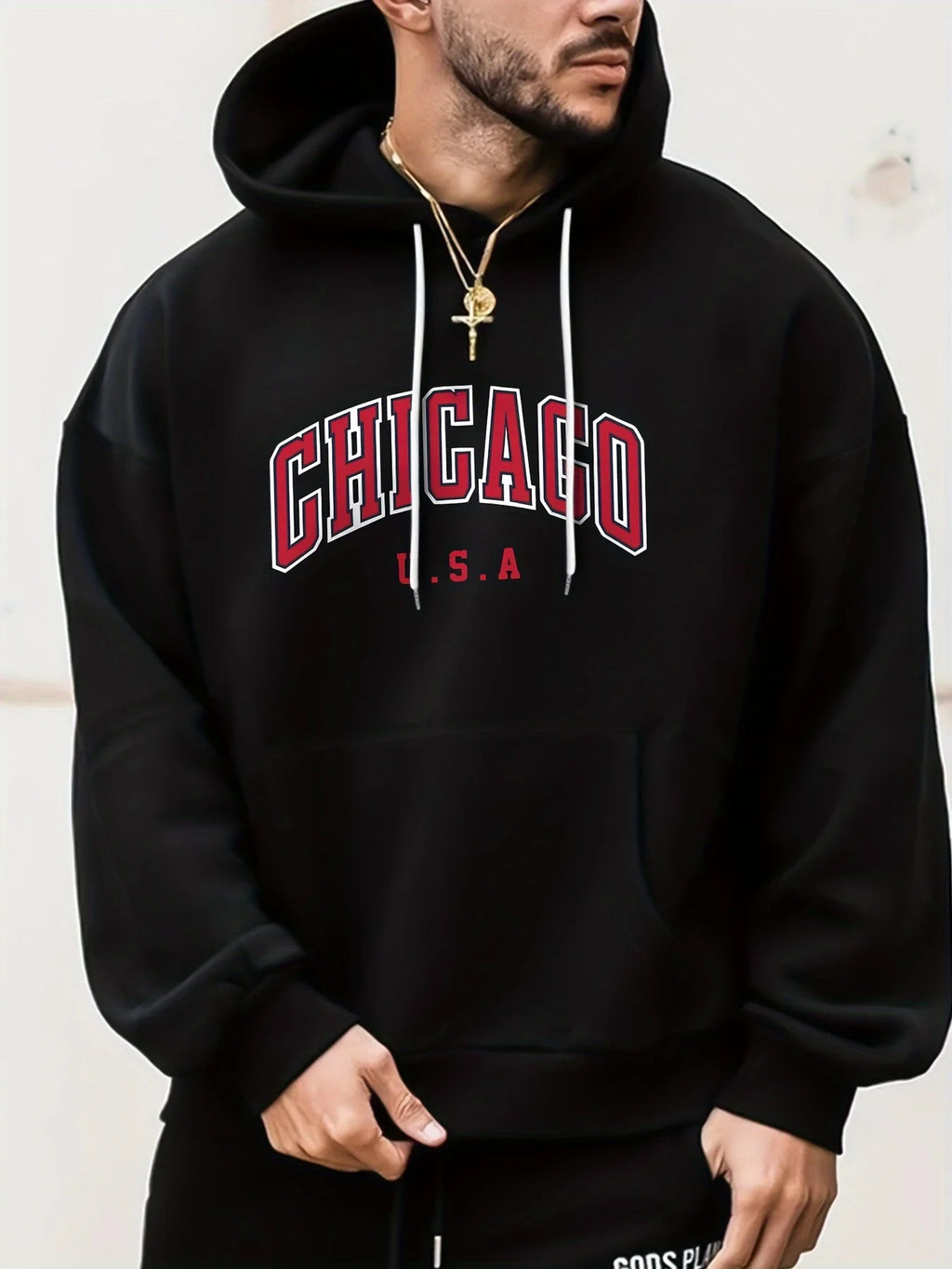 HoodLuxe™ Chicago USA Print Hoodie – Oversized Fleece Sweatshirt for Men