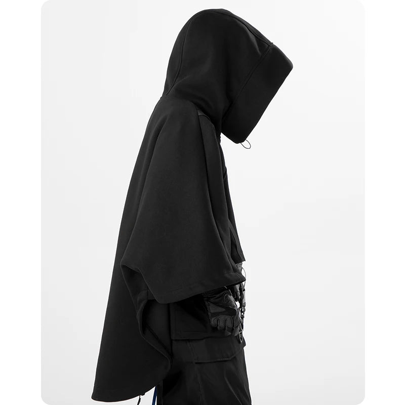 Hoodluxe™ Men's Irregular Functional Zipper Cape Hoodie