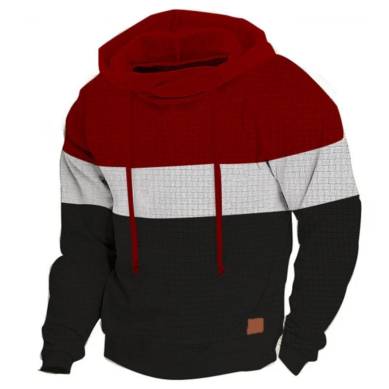 HoodLuxe™ Patchwork Fleece Hoodie – Men’s Thermal Streetwear for Autumn/Winter