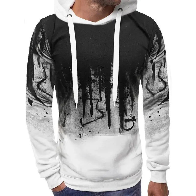 HoodLuxe™ Gradient Print Pullover Hoodie – Stylish & Sporty Streetwear for Men