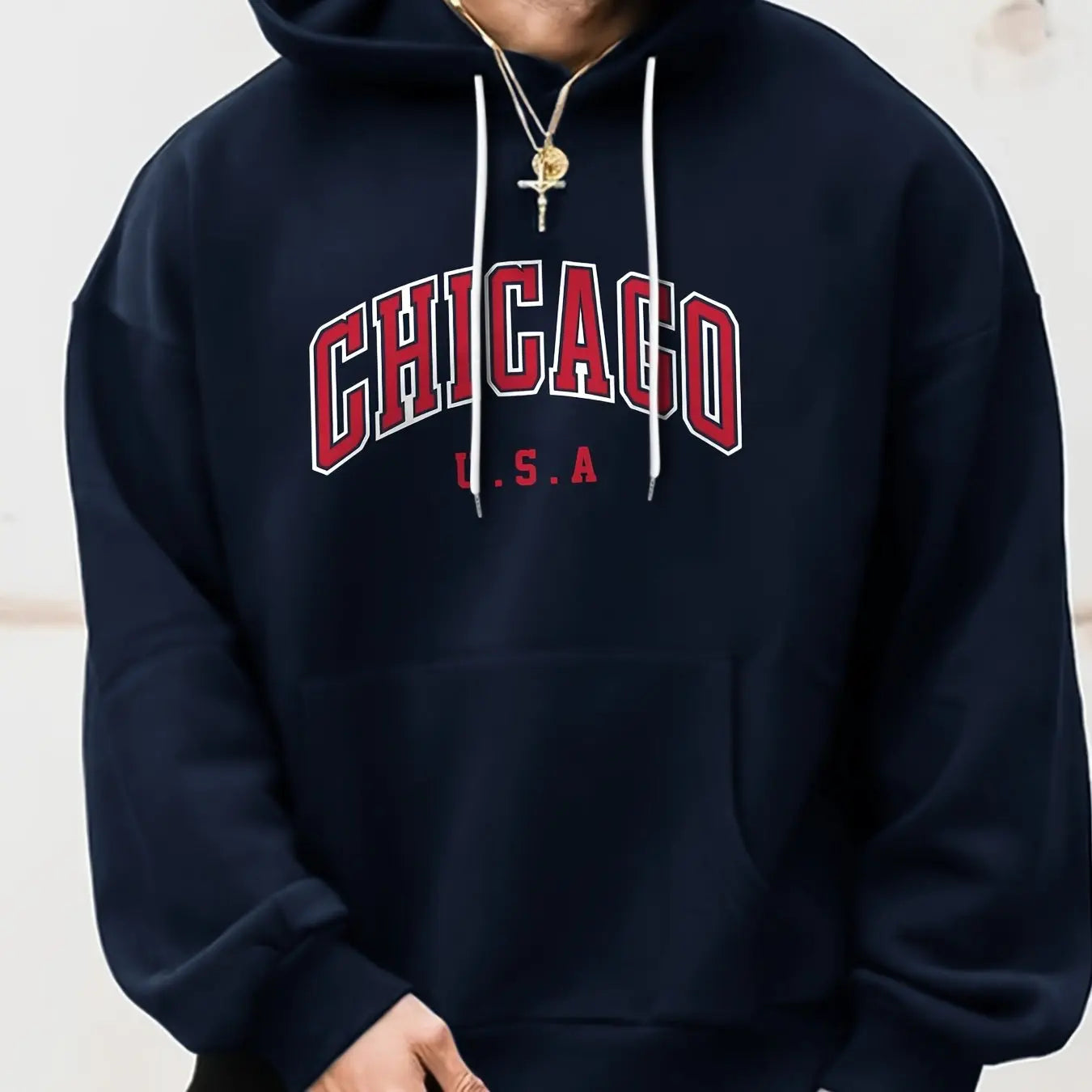 HoodLuxe™ Chicago USA Print Hoodie – Oversized Fleece Sweatshirt for Men
