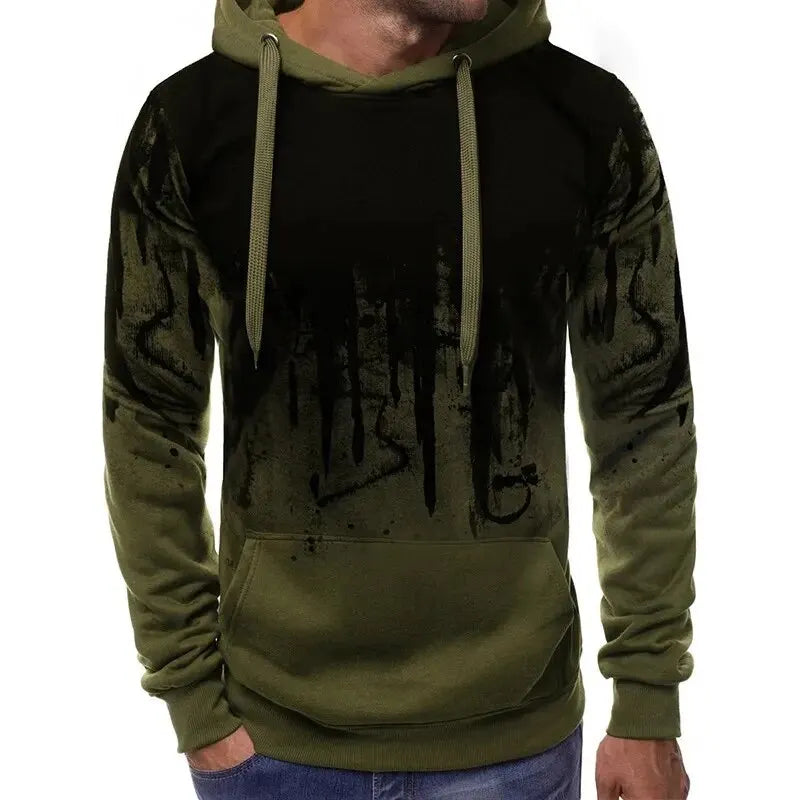 HoodLuxe™ Gradient Print Pullover Hoodie – Stylish & Sporty Streetwear for Men