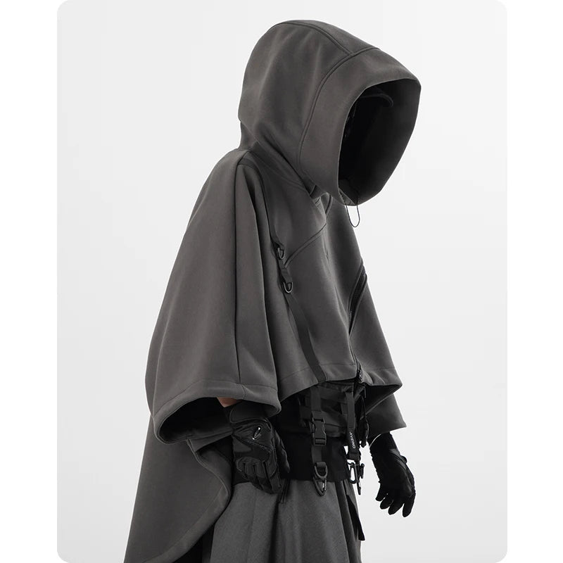 Hoodluxe™ Men's Irregular Functional Zipper Cape Hoodie